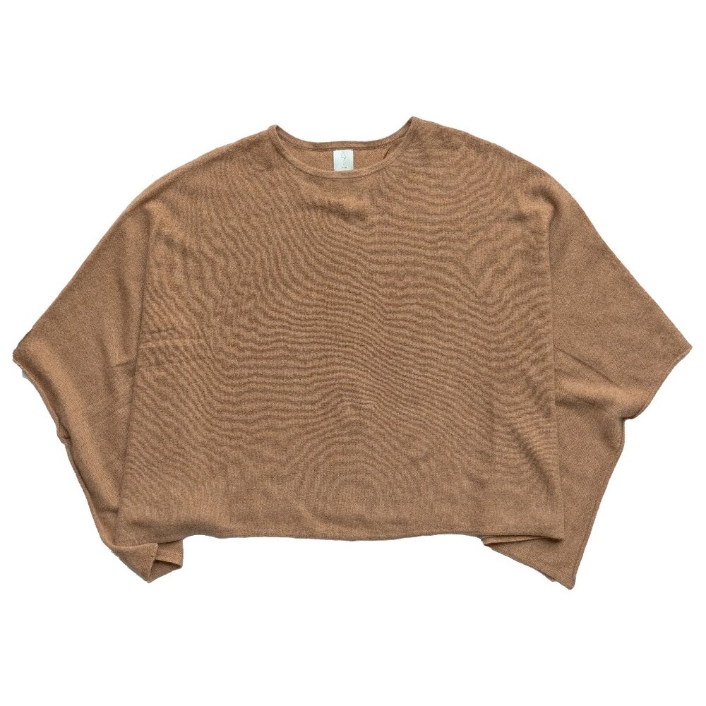 JOIE Cashmere Poncho Sweater Tan Brown Knit Asymmetrical PullOn Oversized Drapey